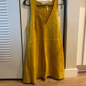 Free People Yellow Suede Mini Dress